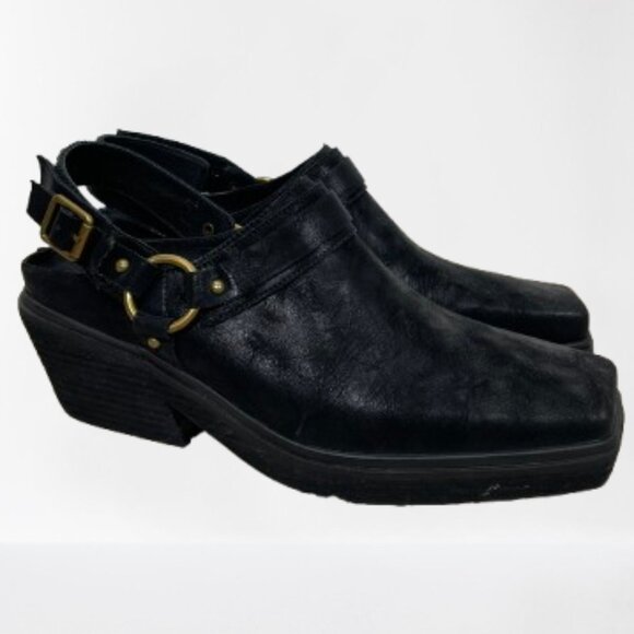 Jeffrey Campbell Rockaways Leather Slingback Square Toe Mules 9 Black Worn Once - Picture 3 of 10